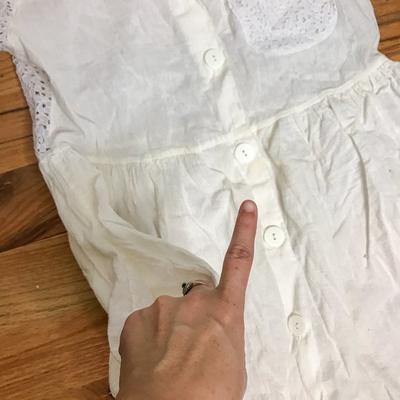 DOTTI White Lace Button Up Mini Dress Cotton Crepe ?? - Picture 4 of 5